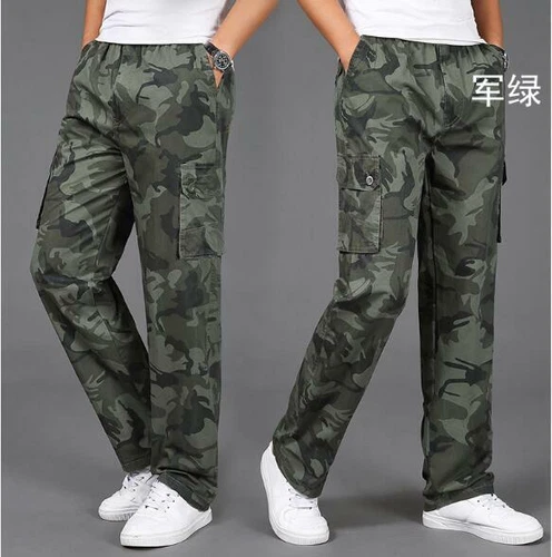 Herren Freizeit Locker Oversize Lange Hose Militär Kampf Cargohose Camouflage - Bild 7 von 18
