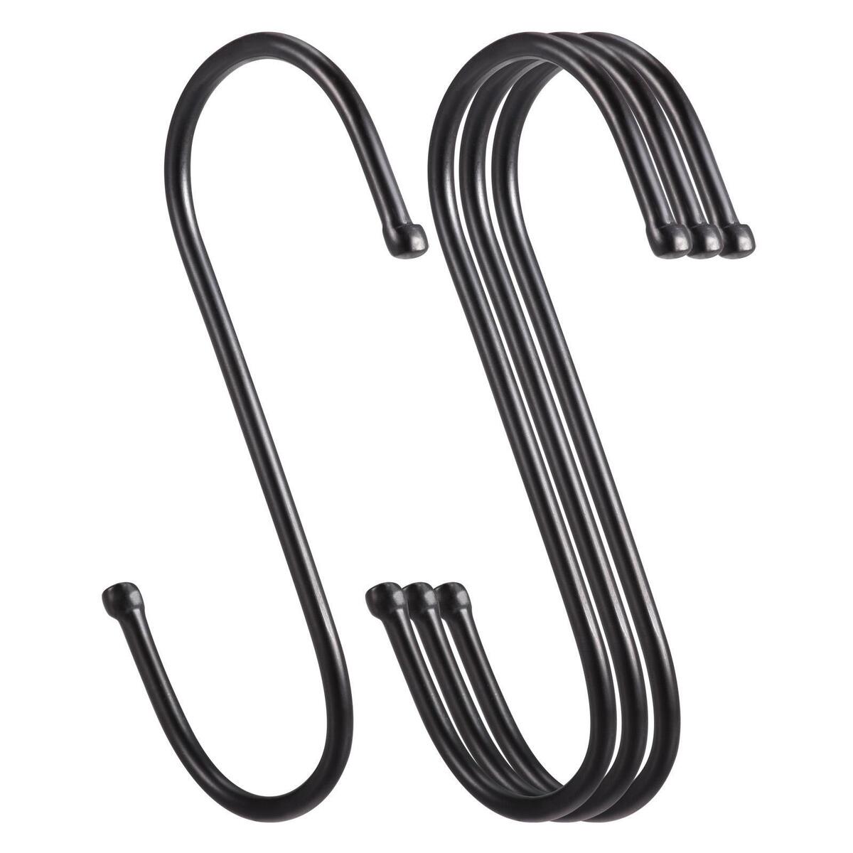 S Hooks 3.54inches Stainless Steel Hanger for Hanging Black 4Pack