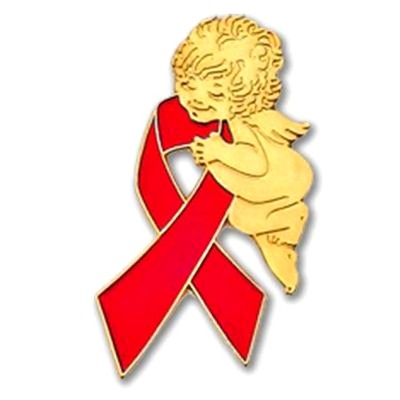 Guardian Angel Pin Red Awareness Ribbon Lapel Tac Tack Cancer Cause Pins New