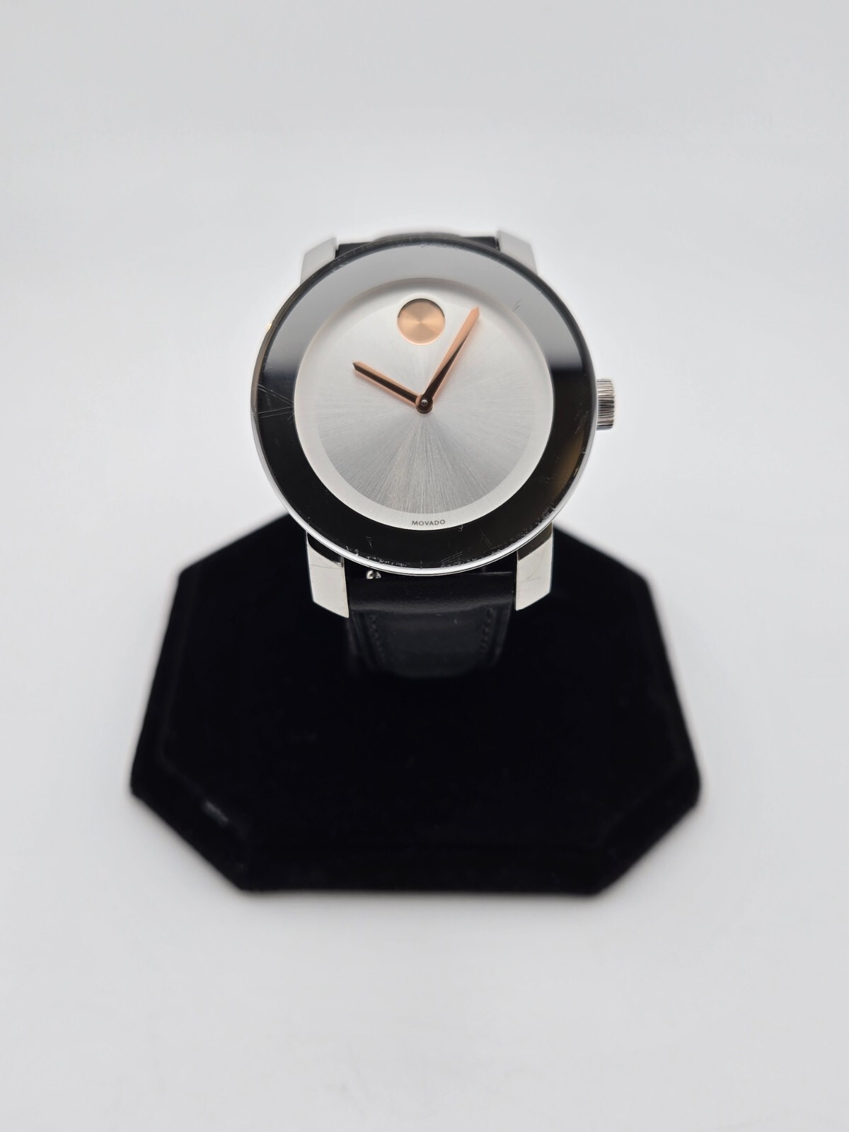 Movado Women's Bold Silver Dial Leather Strap Watch