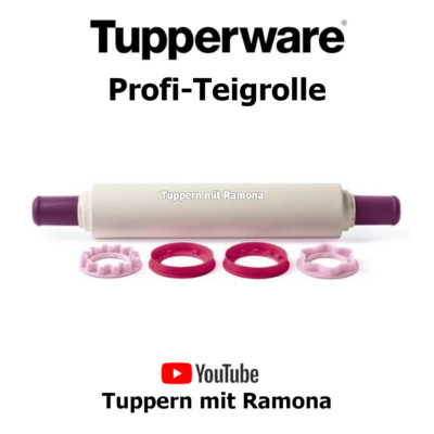 Tupperware, D176 Profi-Teigrolle, Nudelholz mit Abstandshalter Teigrolle neu/OVP