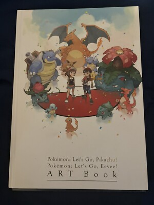 Pokemon Let's Go Pikachu Eevee Limited Pokemon Center Artbook With Clear File