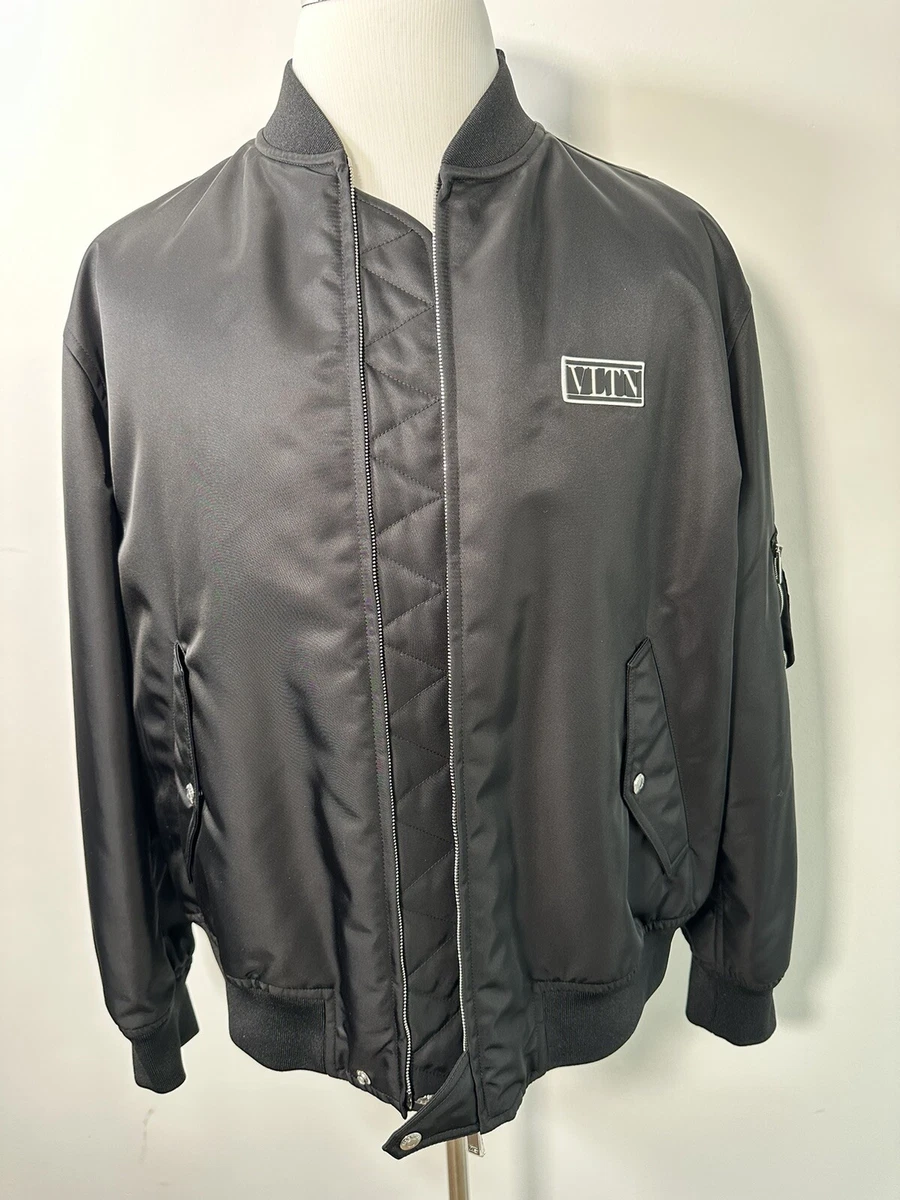 AUTHENTIC VALENTINO black nylon bomber jacket, size 44, new w/out tag