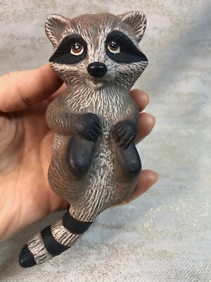 Baby Raccoon Ceramic Figurine Whimsical