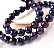 Natural 6/8/10/12mm Blue Sandstone Gemstone Round Loose Beads 15"AAA
