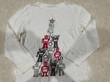 Boys Gymboree Christmas Long Sleeve Shirt Robots Holiday White Size 10 Medium