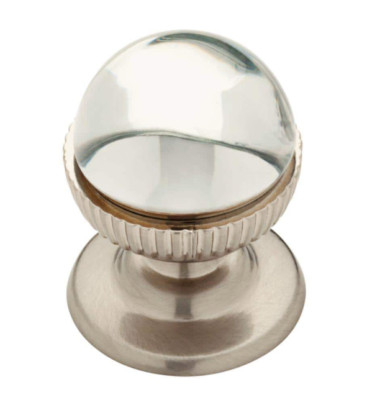 Glass Knob Handle Pull Kitchen Cabinet Hardware Round Nickel Clear 