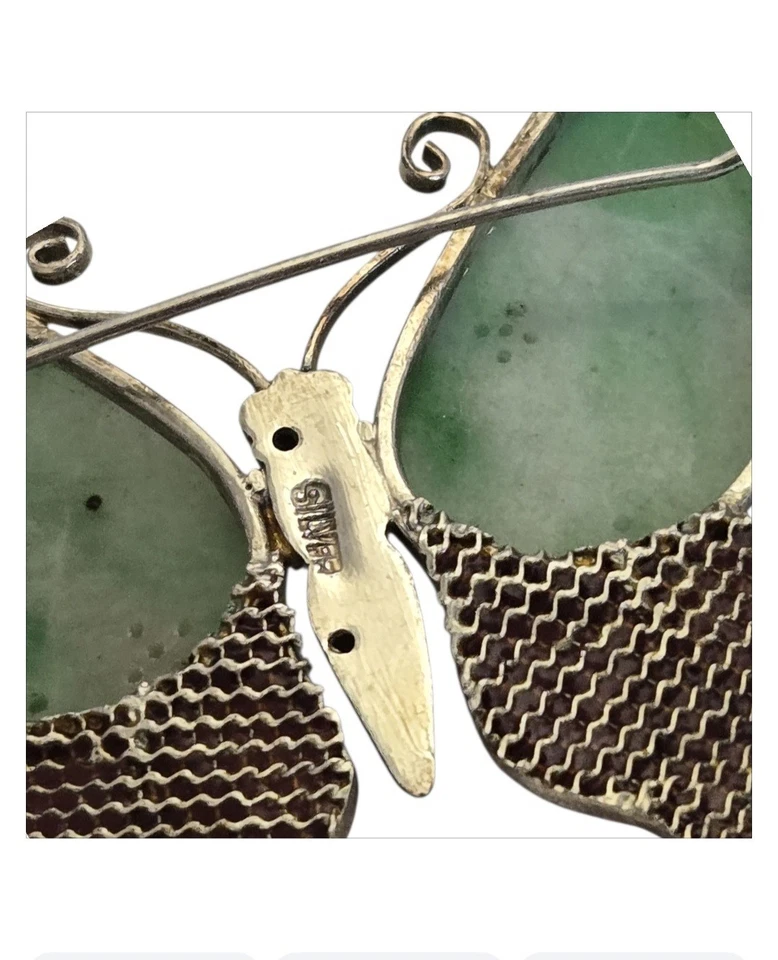 Broche figura borboleta prata plique a Jour exportação chinesa década de 1950 - Imagem 2 de 4