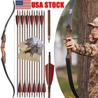 60" Takedown Recurve Bow 25-60lbs Limbs Wooden Bow Archery Hunting Arrows Target