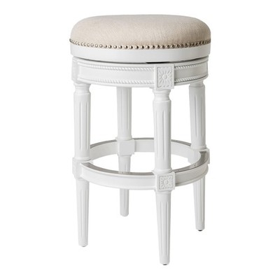Maven Lane Pullman Wooden 180 Degree Swivel Backless Single, Alabaster White 