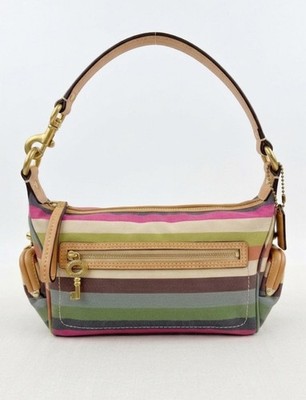 バッグ Coach Legacy Striped Rocker Crossbody Coach Demi Bag, Legacy Striped Kisslock, Top Handle *Vintage/Rare