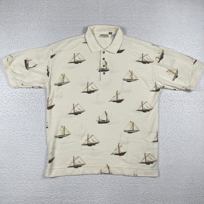 Bugle Boy Polo Shirt Mens Large Golf Casual Sailing Travel Boating Vacation Work