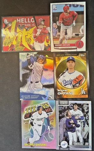 Topps Shohei Ohtani 6 Card Lot- Hello My Name Is, Dodgers Duo Sand Glitter