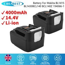 2x 14.4V 4.0Ah Li-ion Battery For Makita 194066-1 194065-3 BL1430 BL1415 ML145