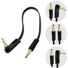 3.5mm 4Pole 90 Angled Male to 3 pole Male Audio Flat Cable Cord Extender Plug