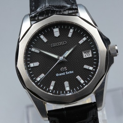 Neu Batt Seiko Grand Seiko GS 8J56-8000 Quarz schwarz Herrenuhr 36mm JAPAN
