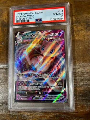 POKEMON 2021 Fusion Strike Full Art MEW Vmax #114 PSA 10 Gem Mint RARE