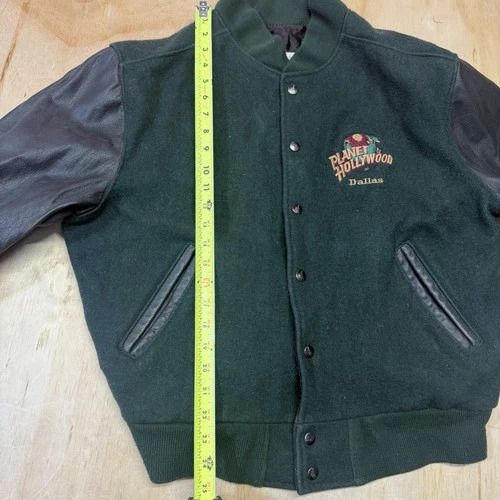 Planet Hollywood Nashville Button Up Jacket Leather Sleeves Large Embroidered image 12