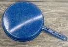 Set of 2 Vintage Blue Speckled Enamelware Camping Skillets / Frying Pans — photo 4