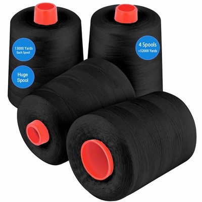Black Sewing Serger Thread Cones 40S/252000 Yards Quilting Overlock 4 PCS