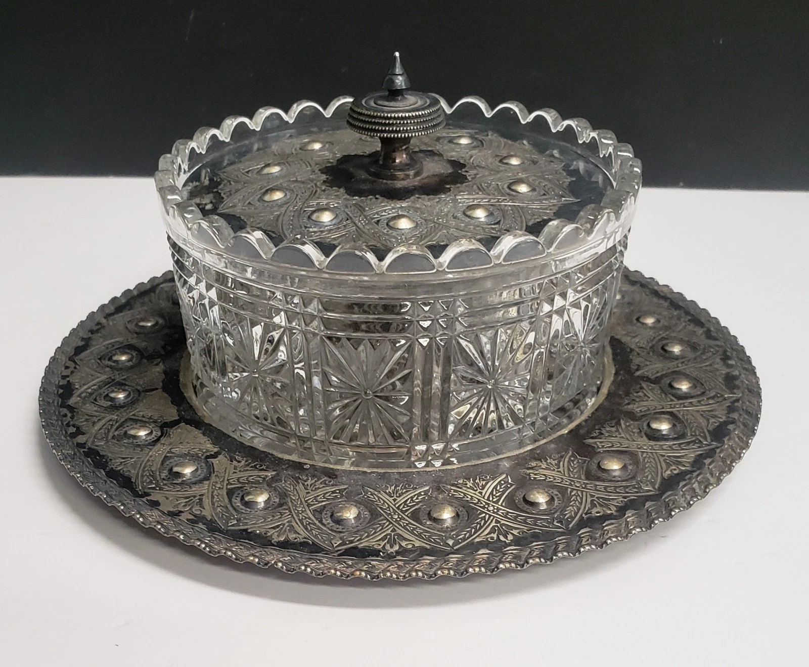 1887 Victorian Silver Plate Covered Butter Trinket Dish Beardshaw/Vickers