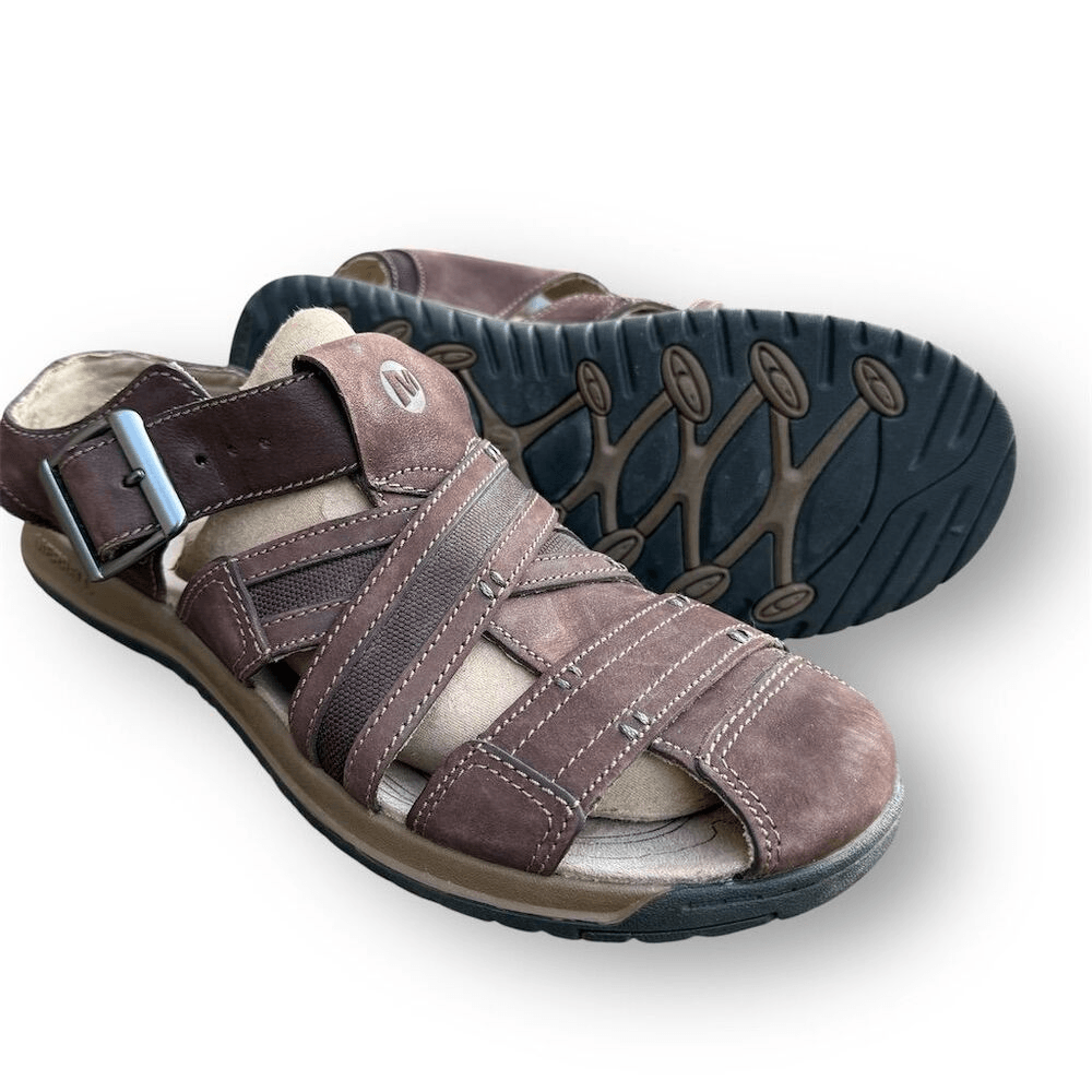 Merrell Sandali Uomo Viaggiatore Pescatore Pelle Marrone Taglia 10 Casual Slip On