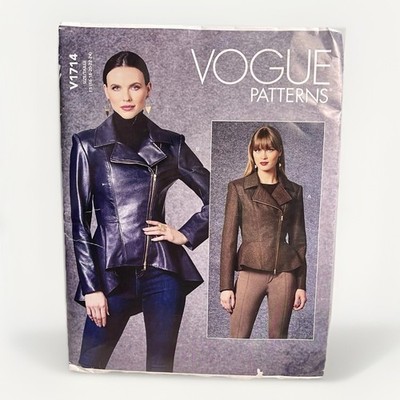 Vogue V1714 UNCUT Pattern Jacket Size F5 (16-24) Asymmetrical Zip Peplum