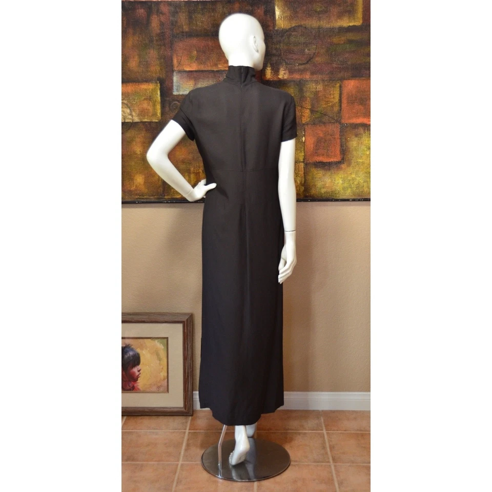 Maxi Vestido Largo EMPORIO ARMANI Diseñador Marrón Cuello Simulado Talla 44/8 Foto 4 de 4