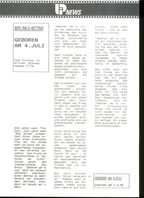 Geboren am 4. Juli - Werberatschlag/Presseinfos