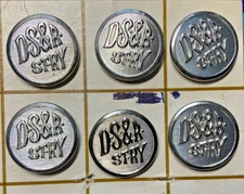 6 DS&R ST. RY ~ DOVER, SOMERSWORTH & ROCHESTER (NH) 23mm NICKEL COAT BUTTONS NOS