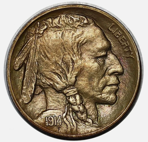 1914-S Buffalo Nickel Beautiful Toner Scarce This Nice Solid Gem BU+ Key Date