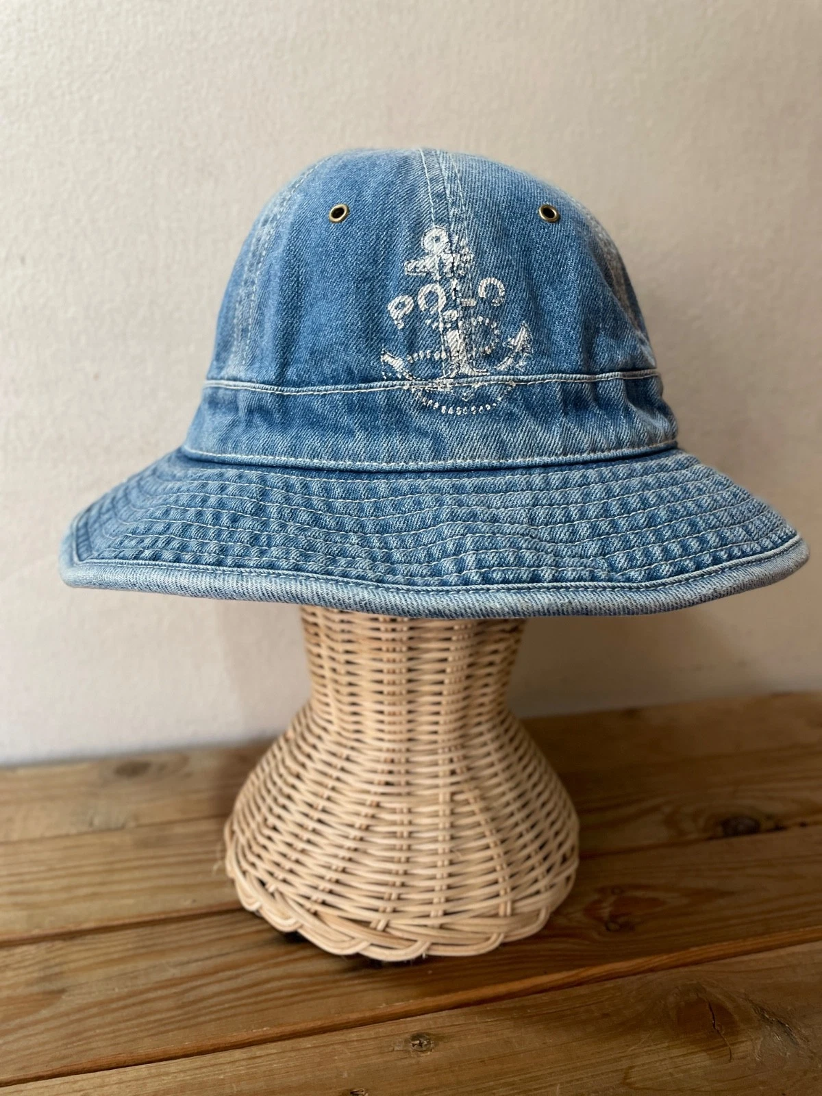 Polo Ralph Lauren Denim Bucket Hat Anchor Logo S/M Blue Jeans Vintage Style
