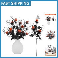 5-Piece Black and Orange Artificial Flower Arrangement - Ideal for Halloween Fun