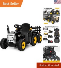 Ride on Tractor with Detachable Trailer, Kids' Electric Vehicles w/3-Gear-Shi...