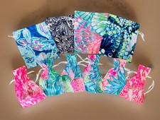 Lilly Pulitzer 10pc Drawstring Jewelry Pouch Lot 3 Sizes Signature Prints