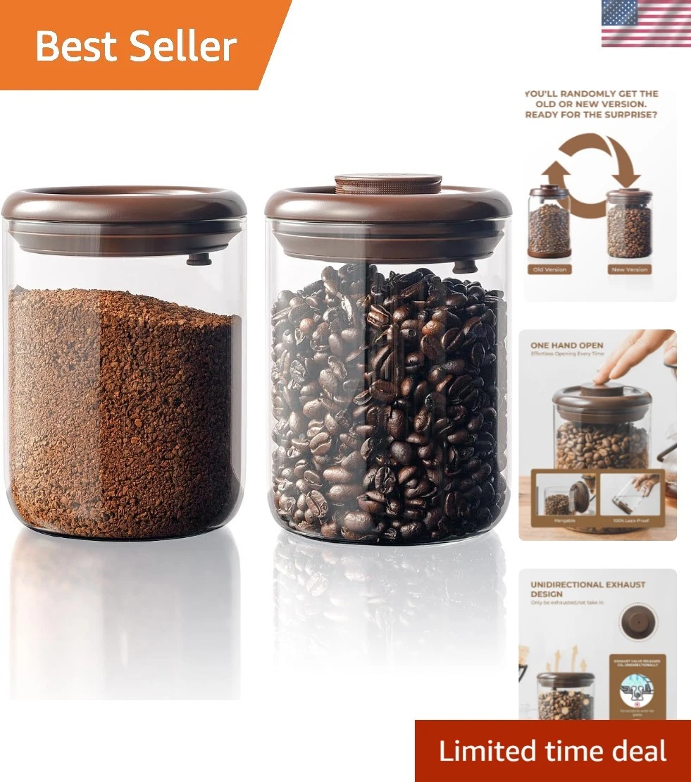 Glass Coffee Container - 10 oz Pop Top Coffee Storage Airtight Canister, Larg...