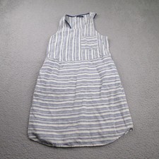 Madewell Dress Womens Small Blue Striped Linen Sleeveless Pocket