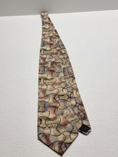 CC. Hughes Men  s 100 Silk Tie Tan Geometric Print Modern Classic Neckwear