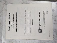 INGERSOLL RAND TYPE 30 1-5HP AIR COMPRESSOR INSTRUCTION OPERATOR MANUAL 1968
