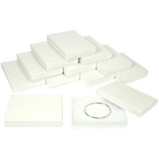 12 boîtes cadeaux à bijoux remplies de coton tourbillon blanc 5 3/8"