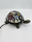 Vintage Tiffany Style TURTLE Stained Glass Accent Table Lamp Night Light Multi