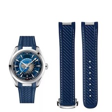 Rubber Silicone Watch Strap for Omega Seamaster Aqua Terra 20mm Blue