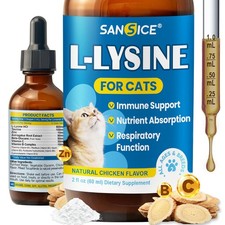 L-Lysine Supplement for Cats Immune Support, Cats Lysine Drops for Feline Res...