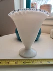 Fenton Crest Milk Glass Vase Crimped Edge 1941-53 Vintage