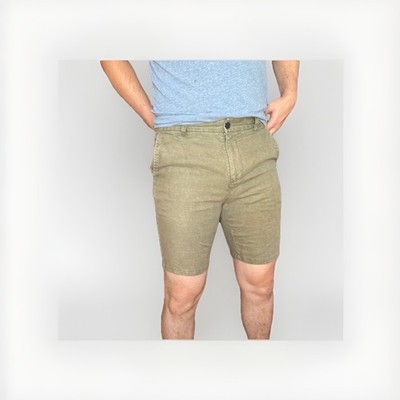 NN07 No Nationality Crown Shorts Olive Linen Blend Mens Size 31