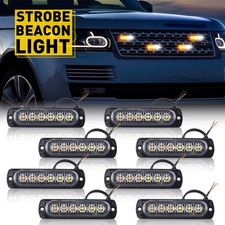 8pcs 6led Amberwhite Side Marker Flash Emergency Strobe Light Bar Kit Tow Truck