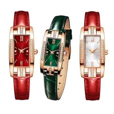 IJAHWRS Orologio Da Donna Al Quarzo Con Strass - Cinturino Pelle, Quadrante Analogico Nero/Bianco - 2
