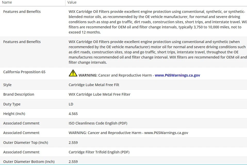 Filtro de aceite de motor OEM WIX para MERCEDES-BENZ S430 2000-2004 V8-4,3 L Foto 3 de 4