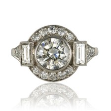 1920's Art Deco 2.5Ct Round Cut CZ-Stone Halo Wedding Engagement Ring 925 Silver