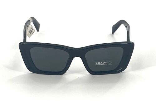 Occhiali da sole donna Prada SPR 08Y 1AB-5SO montature sfaccettate farfalla nere nuovi Italia - Foto 6 di 6